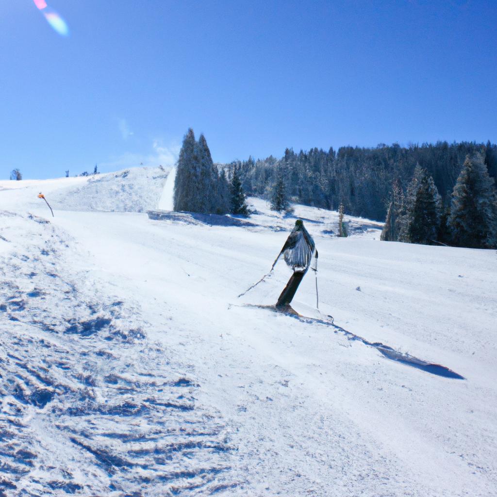 Person skiing in snowy landscape