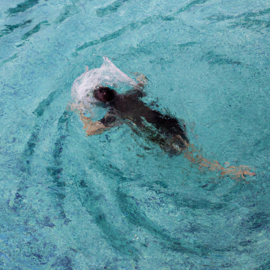 Person swimming in a pool